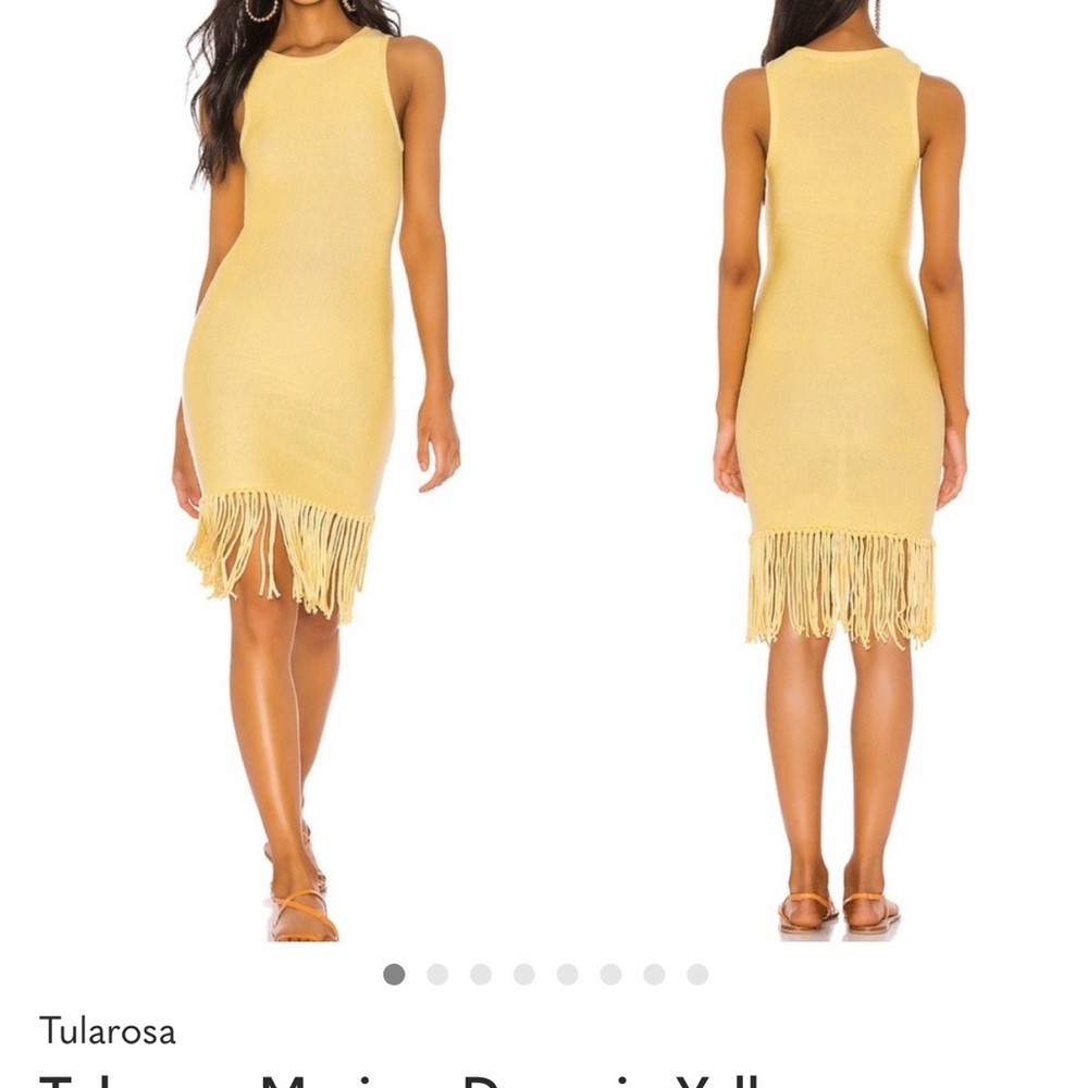 Tularosa Mustard Fringe Midi Dress